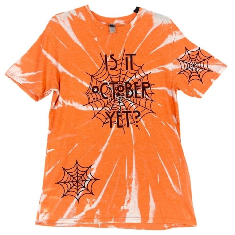 Halloween Tie Dye‎ Spider Web Is It October Yet? Shirt Womens S Fall Costume